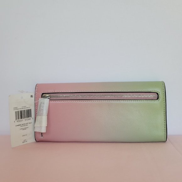 COACH Wyn Envelope Ombre Soft Smooth Leather Wallet- Pale Pistachio Multi - Picture 7 of 16